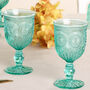 Set Of Four Vintage Embossed Coloured Wine Glasses, thumbnail 6 of 12