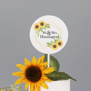 Personalised Wedding Cake Topper With Sunflowers, 4 of 5