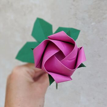 Origami Paper Rose With Leaves, Anniversary Gift, 2 of 11