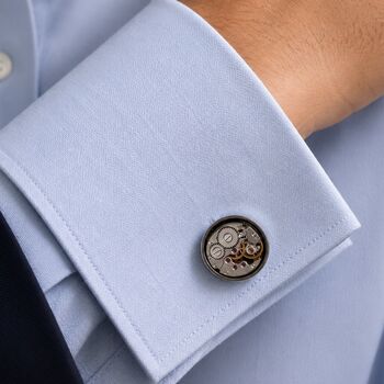 Personalised Vintage Watch Movement Gunmetal Cufflinks, 8 of 8