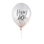 Five Rose Gold 'Happy 40th' Birthday Confetti Balloons, thumbnail 2 of 2
