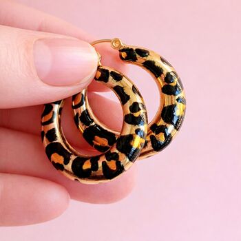 Leopard Print Hoop Earrings, 2 of 4