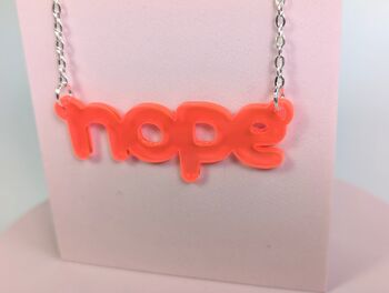 Nope Necklace Acrylic Silver Plated Chain Pick Colour, 5 of 6