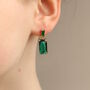 Emerald Block Baguette Earrings, thumbnail 2 of 7