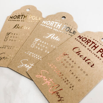 Personalised Foil North Pole Delivery Christmas Tags, 2 of 5