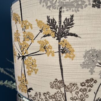 Hedgerow Charcoal And Ochre Botanical Drum Lampshades, 5 of 10