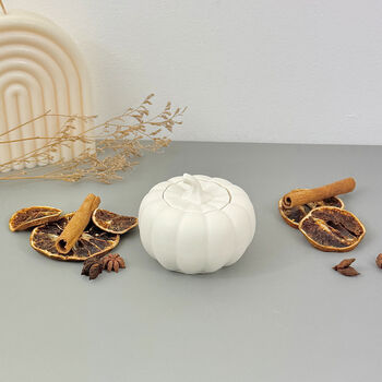 Handmade White Pumpkin Trinket Dish Autumn Decor, 5 of 10