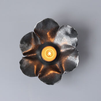 Botanical Flower Candle Bowls. Hand Forged Iron Candle Holders, Limited Edition, 3 of 8