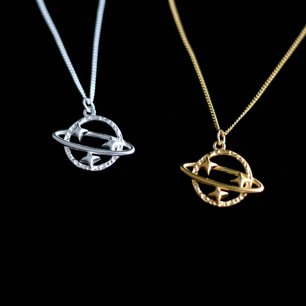 Sterling Silver C.Z Planet Necklace Necklace | $45NZD | Glitters NZ