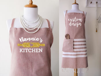 Personalised Cotton Kitchen Apron And Tea Towels, 3 of 12