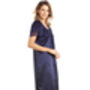 British Made Navy Short Sleeved Satin Nightdress With Lace Detail Ladies Size 8 To 28 UK, thumbnail 4 of 5