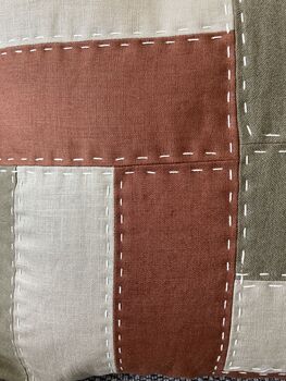Linen Cushion, Earthy Colours, Hand Slow Stitch, 4 of 5