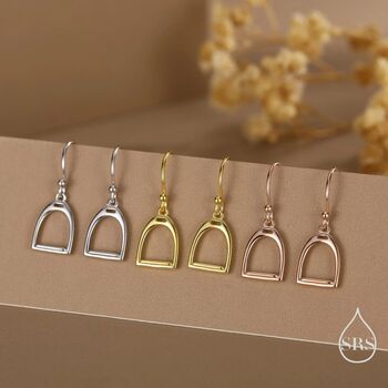 Sterling Silver Equestrian Stirrup Drop Earrings, 7 of 11