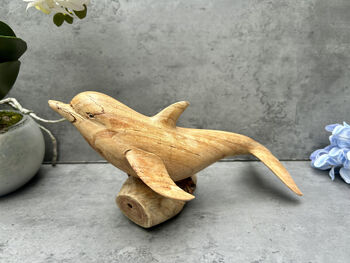30cm Hand Carved Playful Dolphin Figurine Home Decor, 2 of 12