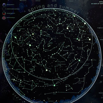 Stars And Constellations Glow Map, Night Sky Poster, 6 of 7