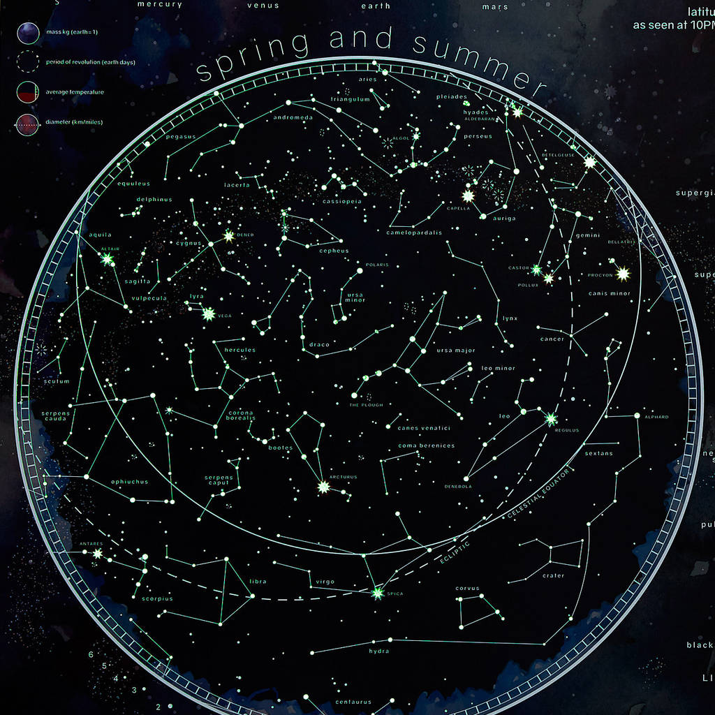 Original Stars And Constellations Glow Map Night Sky Poster 