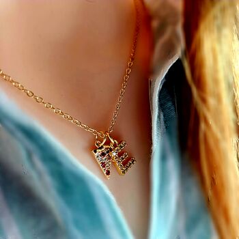 Crystal Pizza Slice Pendant Necklace In 16k Gold, 2 of 5