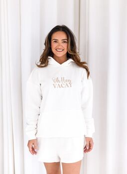 Ladies' Oh Hey Vacay Embroidered Holiday Matching Mini Me Hoodie Jumper, 2 of 8