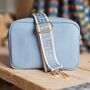 Single Zip Cross Body Bag In Light Blue, thumbnail 1 of 2