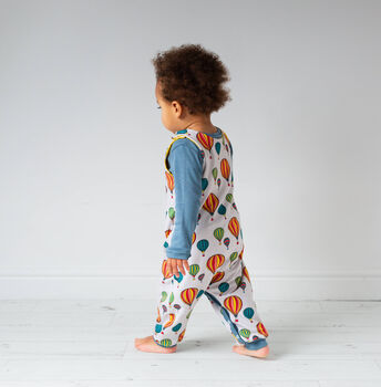 Hot Air Balloons Organic Romper On Stone, 3 of 4