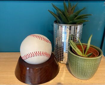 Leather Baseball With Wooden Stand, 9 of 9