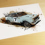 Ford Mk Two Escort Rally Car Illustration, thumbnail 3 of 4