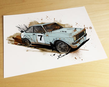 Ford Mk Two Escort Rally Car Illustration, 3 of 4
