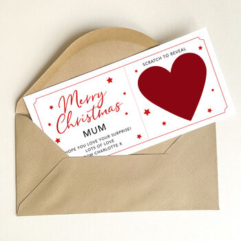 Personalised Christmas Surprise Scratch Card: Gold / Red Heart Design, 8 of 12