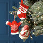 Set Of Three Knitted Hanging Christmas Decorations, thumbnail 1 of 6