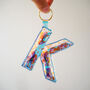 Holographic Sequin Initial Alphabet Keyring, thumbnail 7 of 8