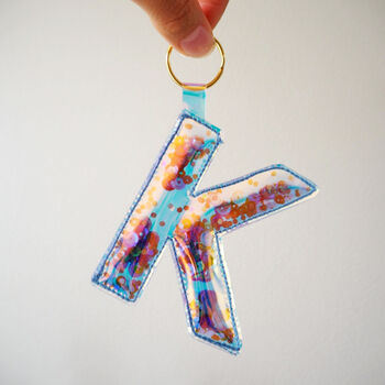 Holographic Sequin Initial Alphabet Keyring, 7 of 8