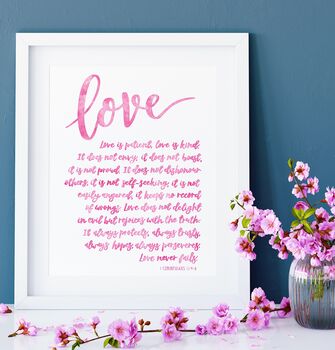 Love Is Patient Hand Lettered Art Print, 6 of 8