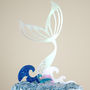 Mermaid Tail And Waves Party Cake Topper Set, thumbnail 6 of 8