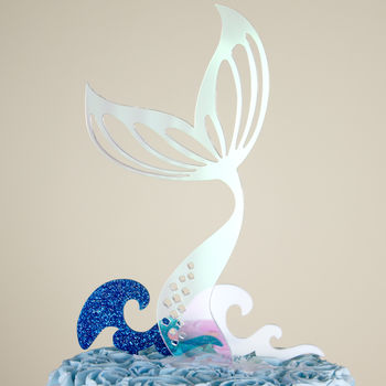 Mermaid Tail And Waves Party Cake Topper Set, 6 of 8