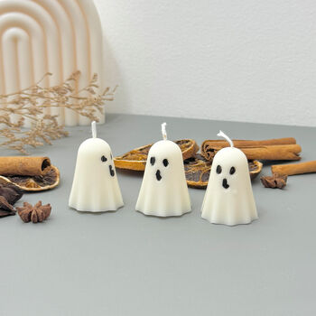 Set Of Three White Ghost Candles And Halloween Gifts, 5 of 7