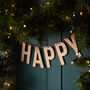 Festive Wooden 'Happy' Christmas Bunting, thumbnail 7 of 7