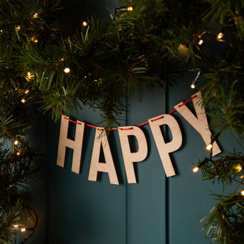 Festive Wooden 'Happy' Christmas Bunting, 7 of 7