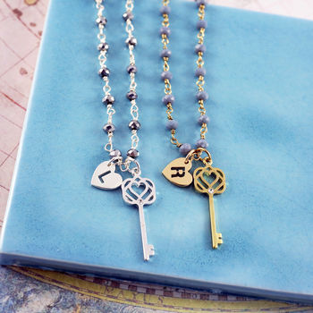 Rosary Necklace With Key Charm, 5 of 6