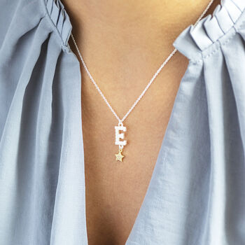 Pearl Alphabet Necklace With Star Charm, 6 of 9