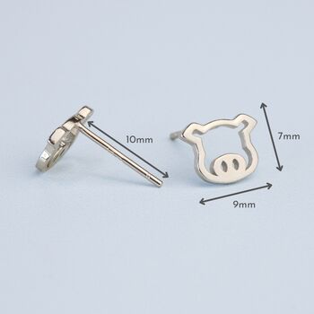 Sterling Silver Pig Face Stud Earrings, 3 of 5