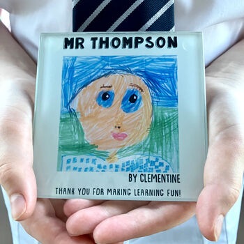 Personalised Child's Drawing Teacher Glass Coaster, 2 of 5