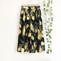 Lemon Print Black Cotton Midi Skirt, thumbnail 6 of 7