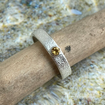 Citrine November Birthstone Ring In Textured Sterling Silver, 7 of 10