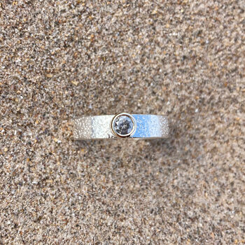 Salt And Pepper Diamond April Birthstone Ring In Textured Sterling Silver And 9ct Gold, 3 of 6