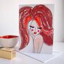 Red Hair Girl Fashion Birthday Card Girl With Red Hair, thumbnail 3 of 6