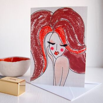Red Hair Girl Fashion Birthday Card Girl With Red Hair, 3 of 6