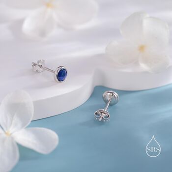 Sterling Silver Tiny Lapis Lazuli Stud Earrings, 5 of 11