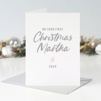 Star Personalised Baby's First Christmas Card, 2 of 2