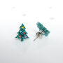 Laser Cut Green Glitter Christmas Tree Earrings Studs, thumbnail 2 of 4