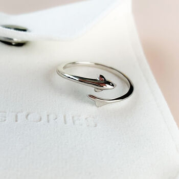Sterling Silver Minimalist Dolphin Adjustable Ring, 5 of 6